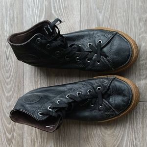 Black Leather Converse High Tops